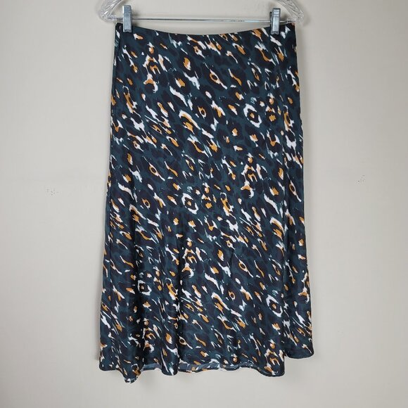 Express Leopard Print Satin Midi High Rise Skirt - Picture 2 of 10